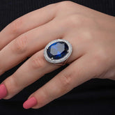 Silver Sapphire Stone Women's Ring
